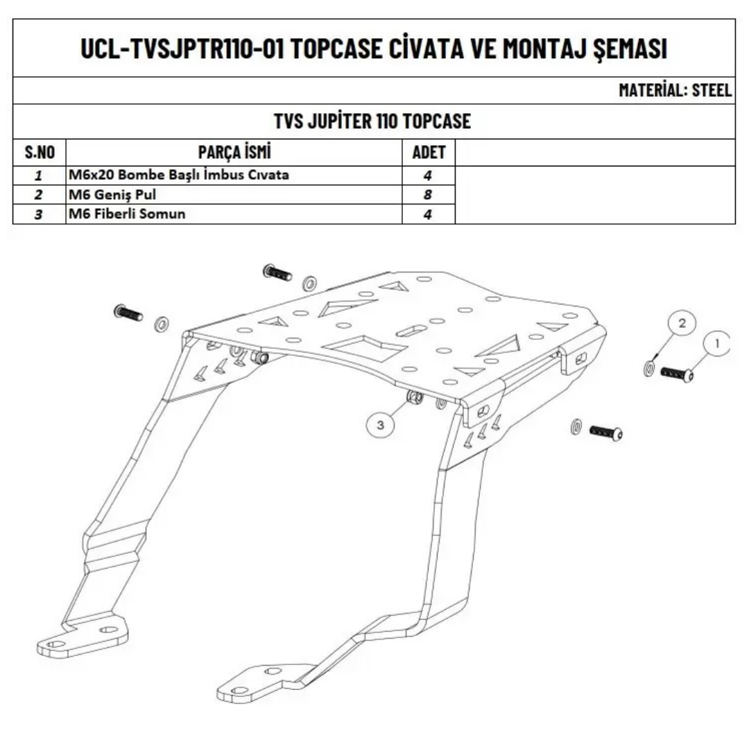 Tvs Jupiter 110 Çanta Demiri Topcase
