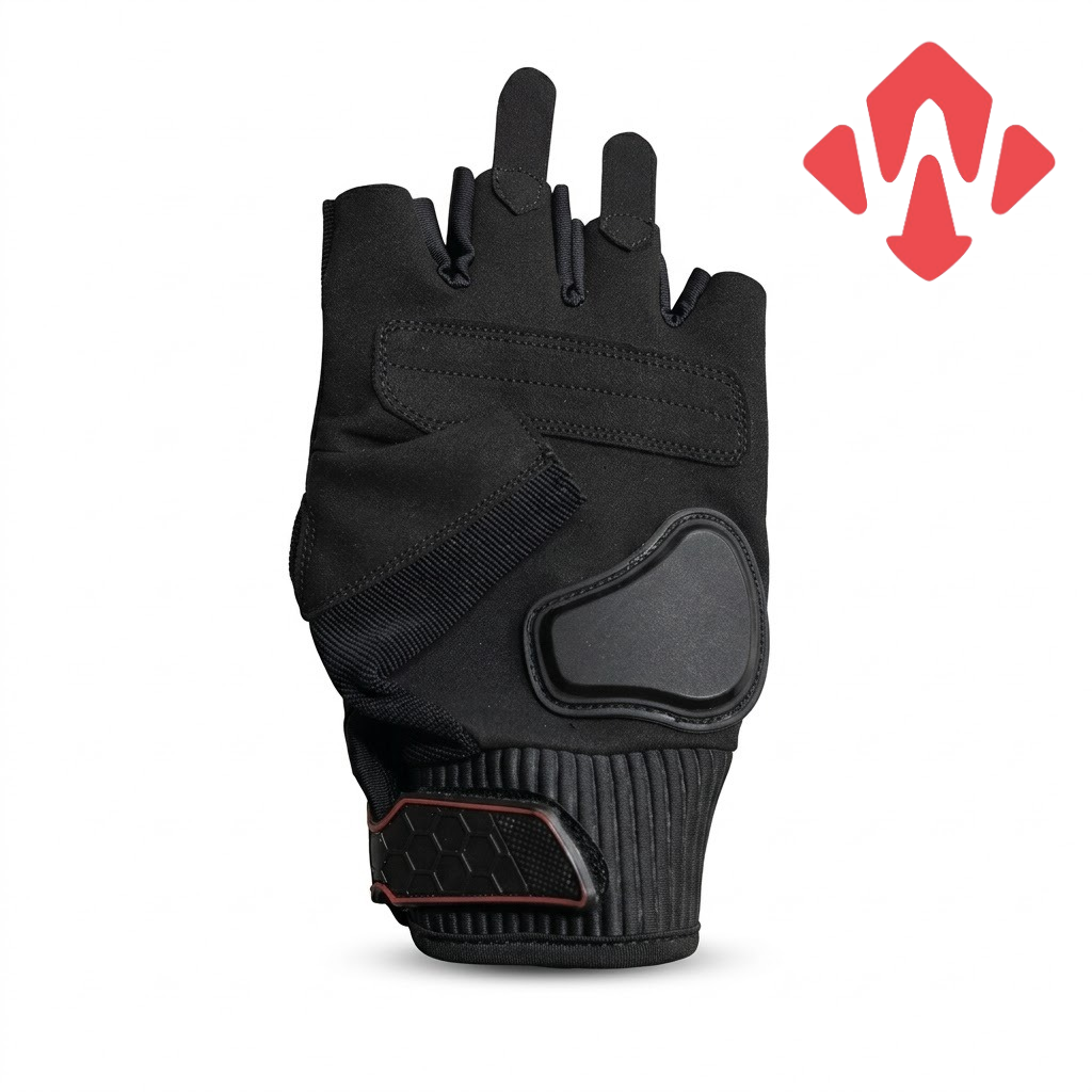 Windtech Carbon Shield Yarım Parmak Eldiven Siyah