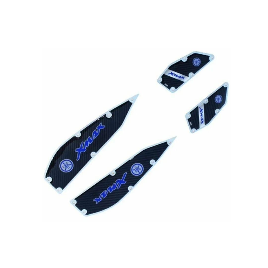 Yamaha Xmax 250 / 300 Mavi Krom Ayak Basamak Paspas Seti (2018-2025)