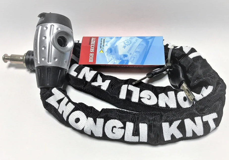 Zhongli Orjinal Zincir Kilit 6 Mm X 120 Cm Güvenlikli Çelik Korumalı