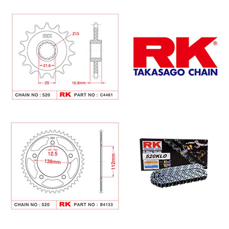 Zincir Ve Dişli Seti O-ring Rk Honda Cb 500f / Cbr 500r 2013-2017